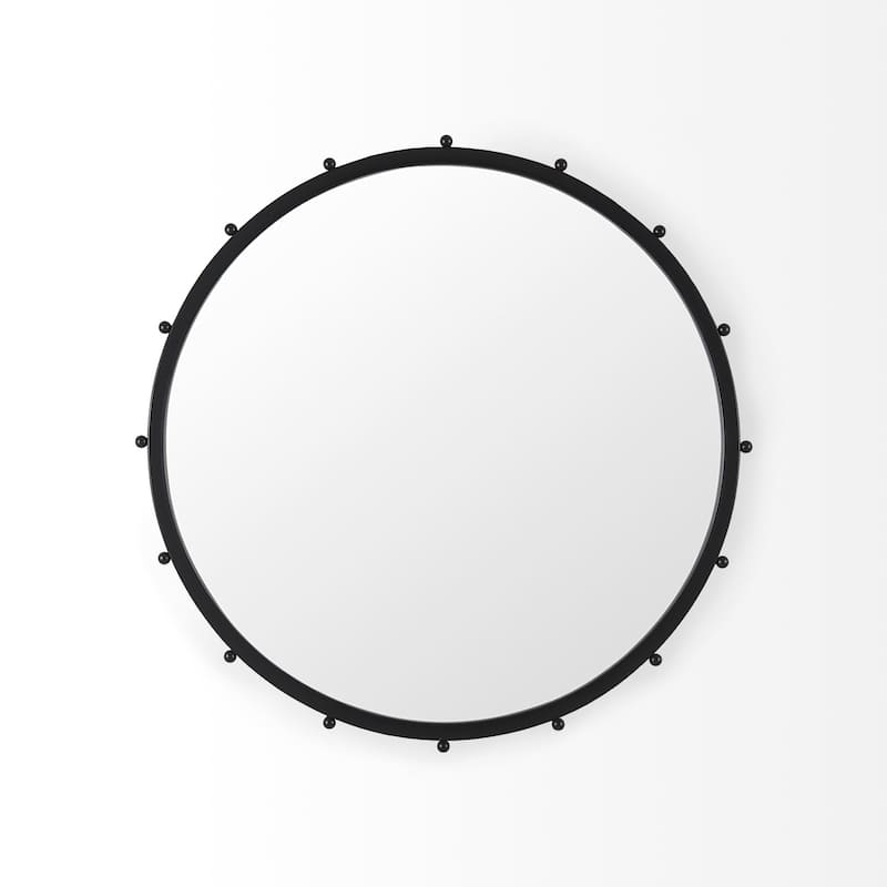 Elena Metal Beaded Frame Round Mirror