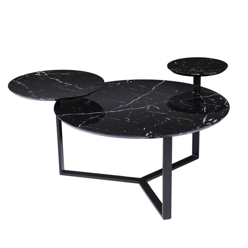 43" Black Solid Manufactured Wood And Metal Free Form Coffee Table - 20.25" H x 43" W x 33" D