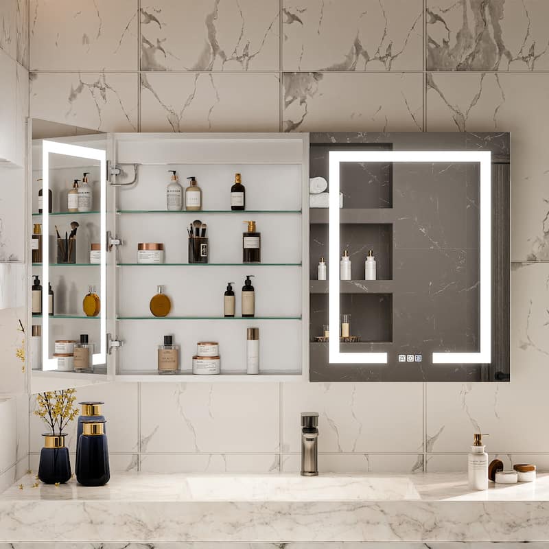 Modland Recessed Medicine Cabinet with Light - 20/24 Inch Aluminum, Adjustable Shelves