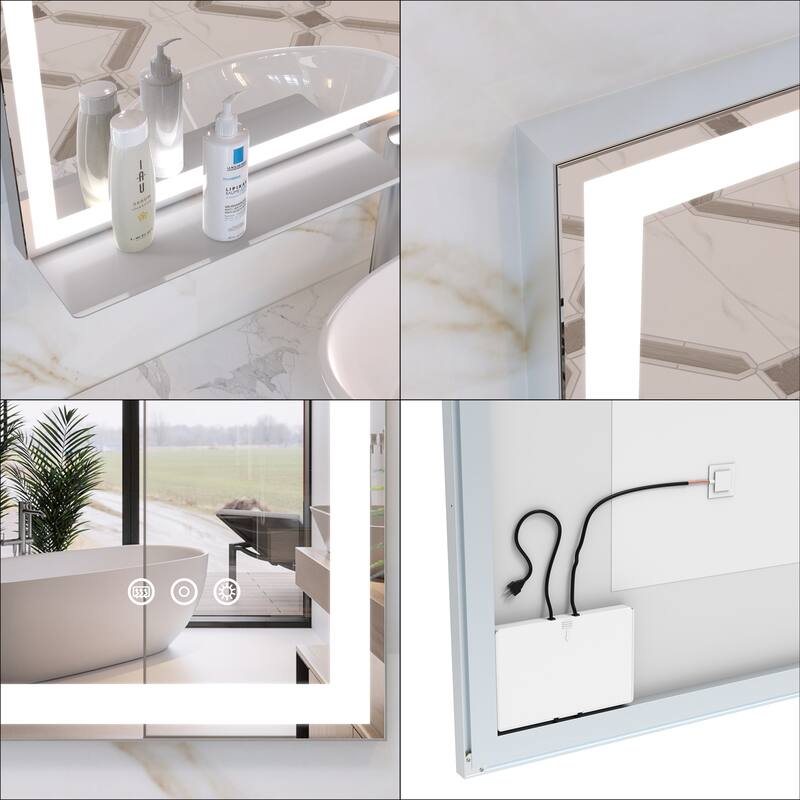 30" x 36" Smart LED Bathroom Wall Mirror with Memory,Anti-Fog Switch