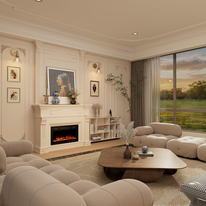Clihome 30'' Built-in and Wall-Mounted Electric Fireplace - 30 in.