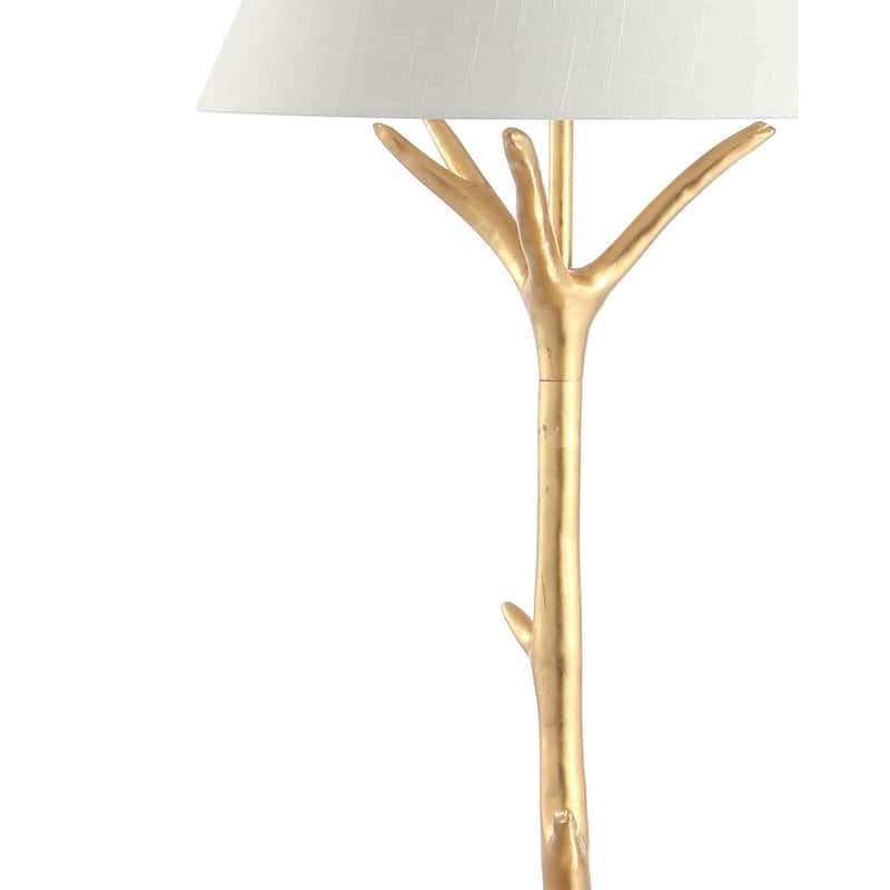 Selina 63.5" Faux Bois Resin LED Floor Lamp, Gold Leaf by JONATHAN Y