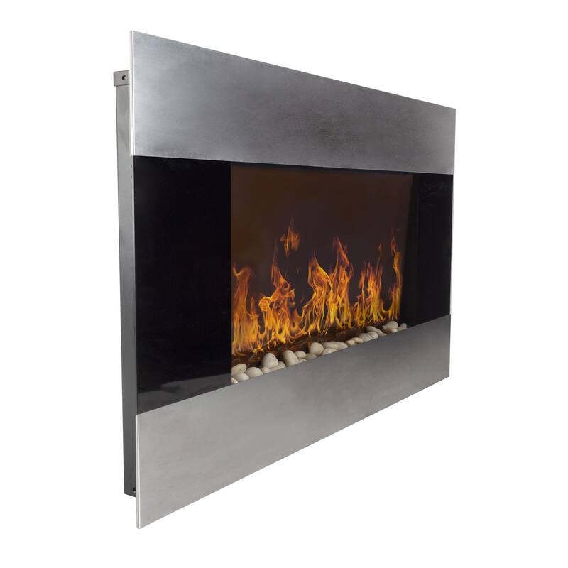 Hastings Home 36-Inch Stainless Electric Fireplace