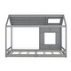 preview thumbnail 24 of 34, Rustic Twin House Bed with Skylight & Guardrails - Sturdy Wooden Support