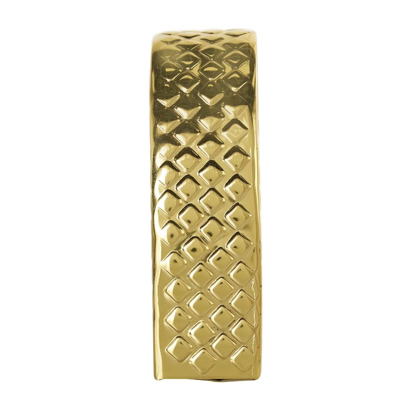 Aluminum Metal Heart Slanted Decorative Sculpture with Dimensional Cube Textured Exterior - Gold or Silver - Roche River Decor