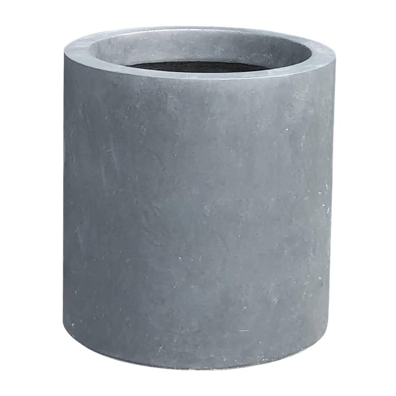 Kante Concrete Outdoor Modern Cylindrical Planter, 15.8 Inch Tall, Charcoal