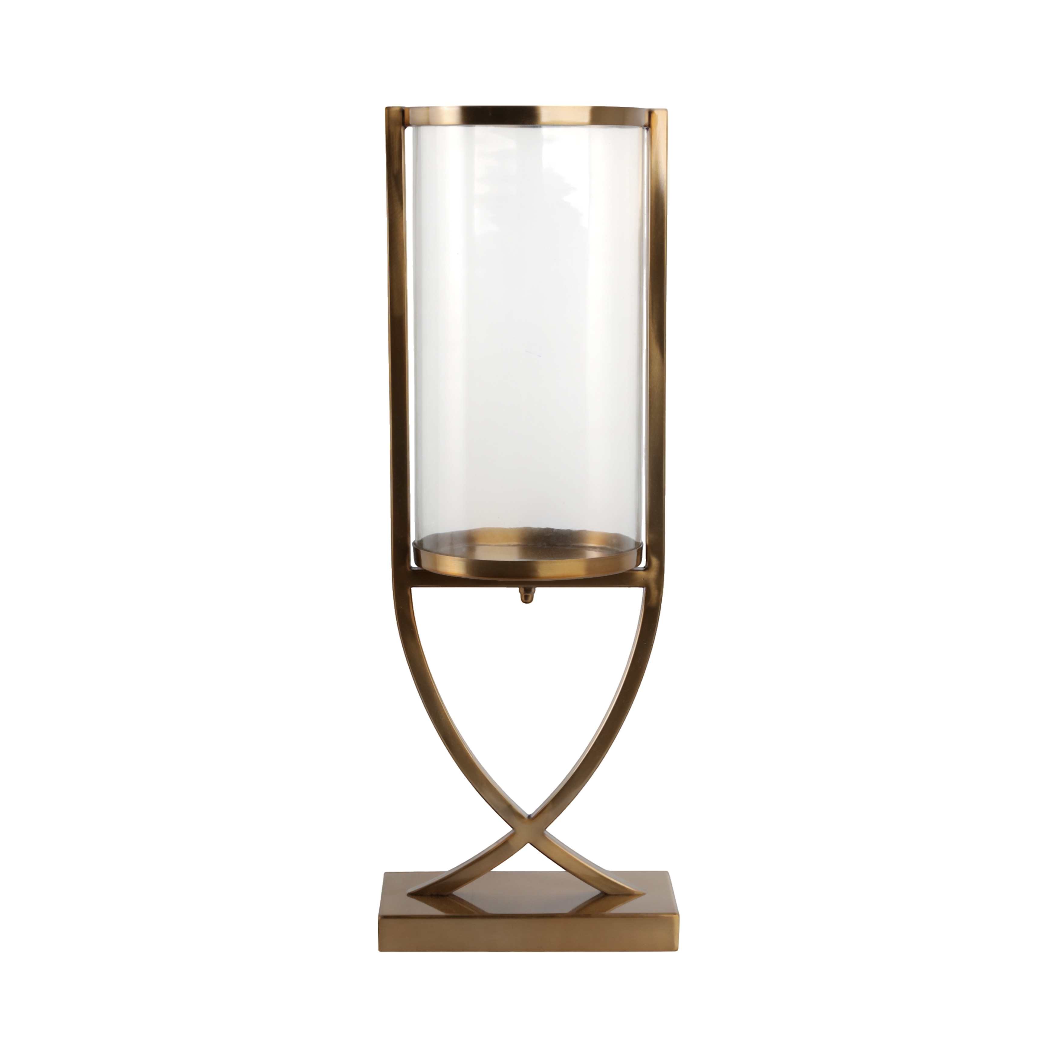 Candle Holder - Metal Glass Cylindrical Pillar