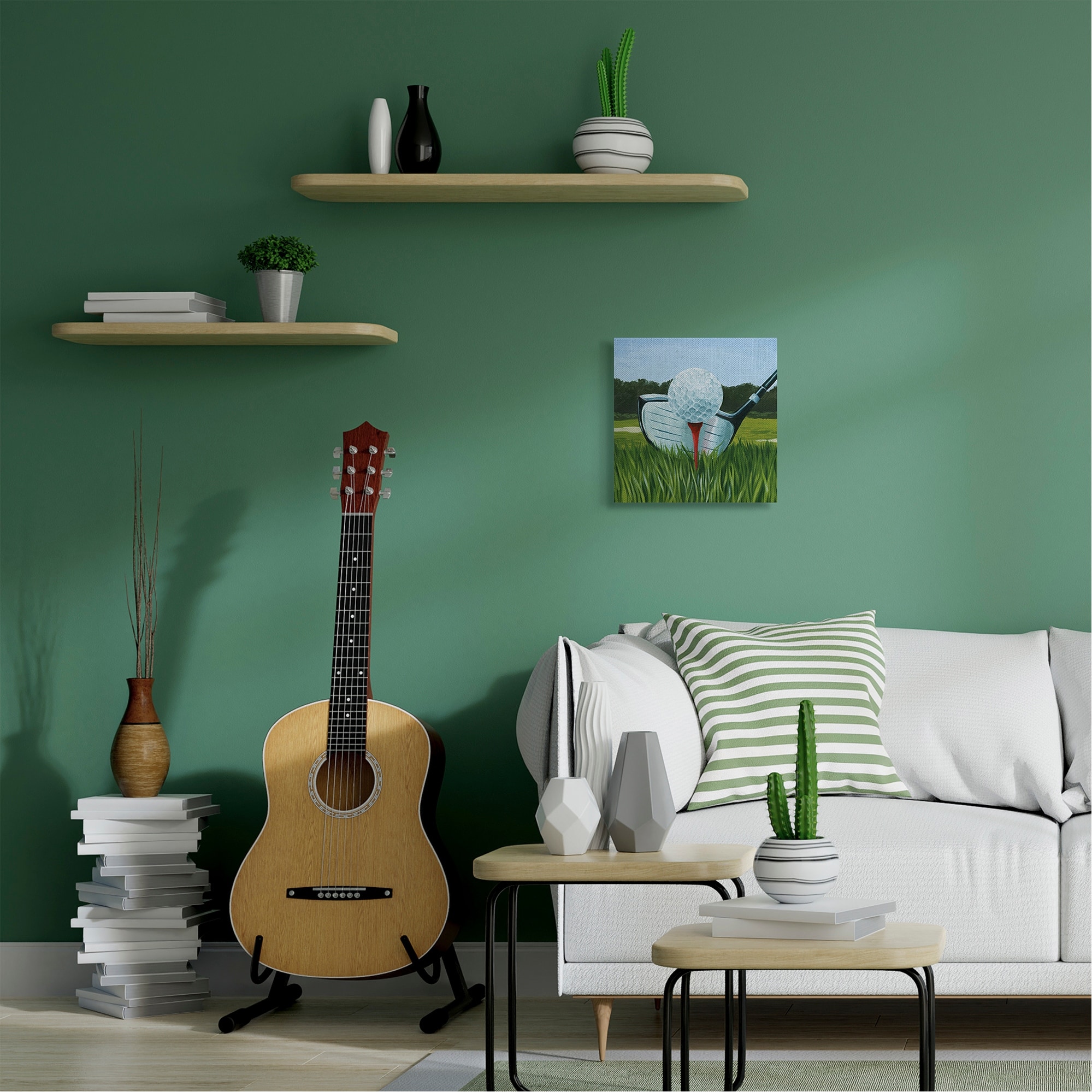 Stupell Golf Tee Close Up Green Red Sports Painting Canvas-image