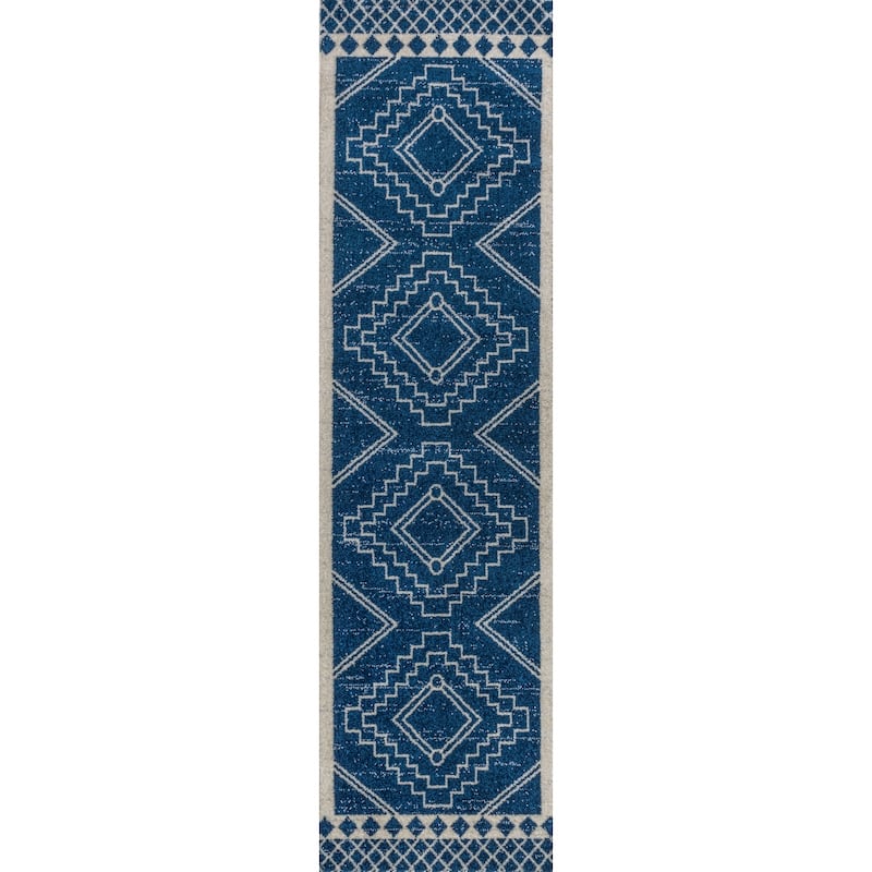 JONATHAN Y Williamsburg Moroccan Beni Souk Area Rug - 2 X 8 - Navy/Ivory