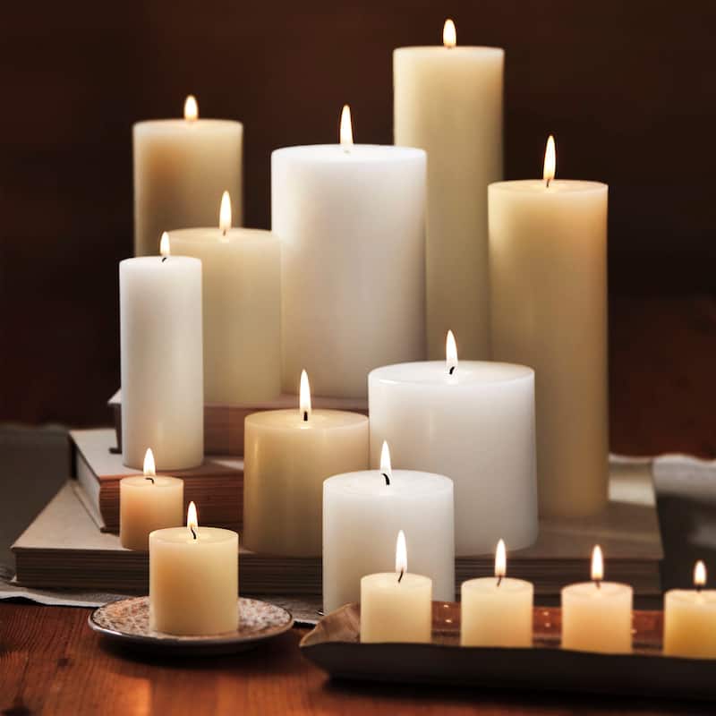 Chapel Mini Pillar 2x2 Ivory Candles Set Of 4 Unscented Paraffin Wax Drip-Free Long Burning 12 Hours