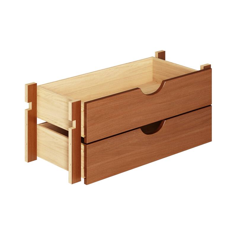 100% Solid Wood Modular Kitchen Pantry 2-Drawer Storage Kit by Palace Imports - Mocha