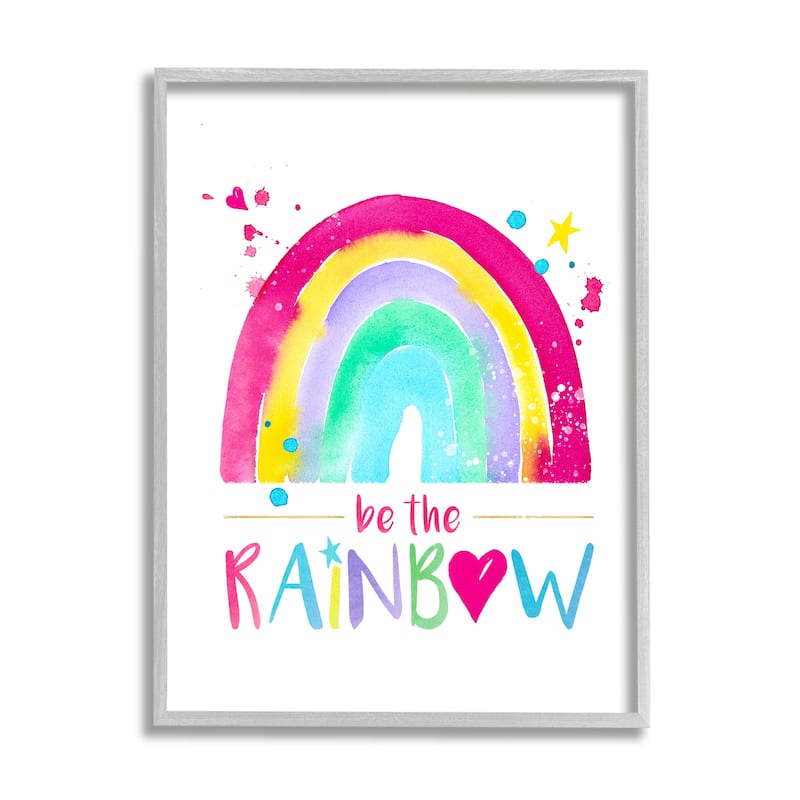 Stupell Modern Rainbow Splash Framed Giclee Art Design by Enya Todd - 16 x 20 - Grey