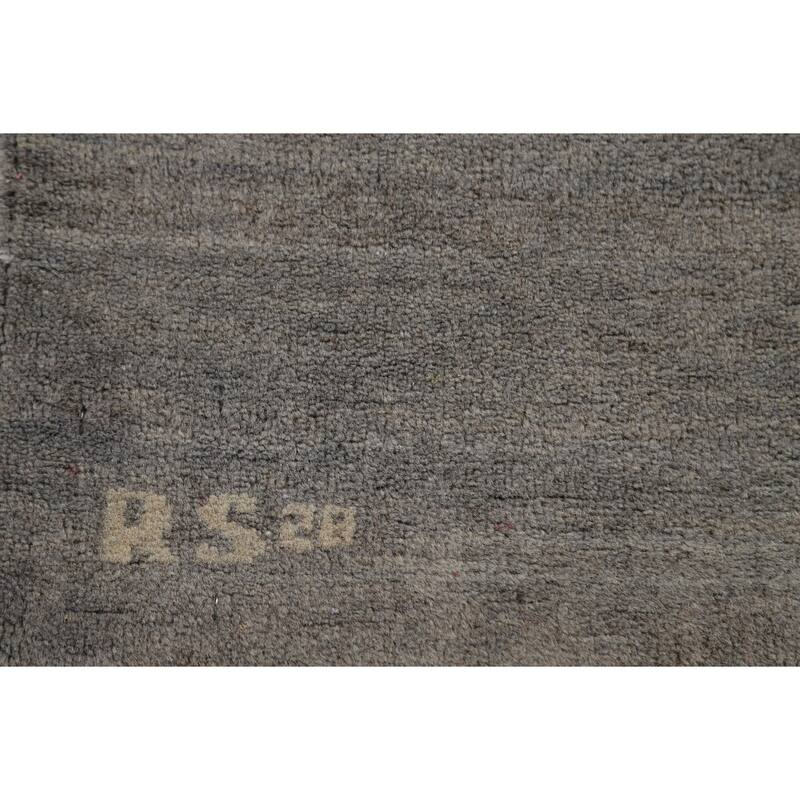Gray Gabbeh Modern Foyer Rug Hand-Knotted Wool Carpet - 2'8"x 3'11"
