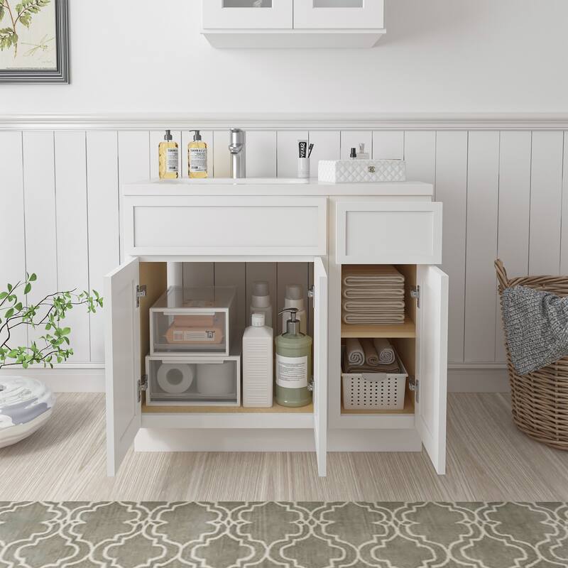 Vanity Art 36" Oak Freestanding Bathroom Vanity Cabinet without Top