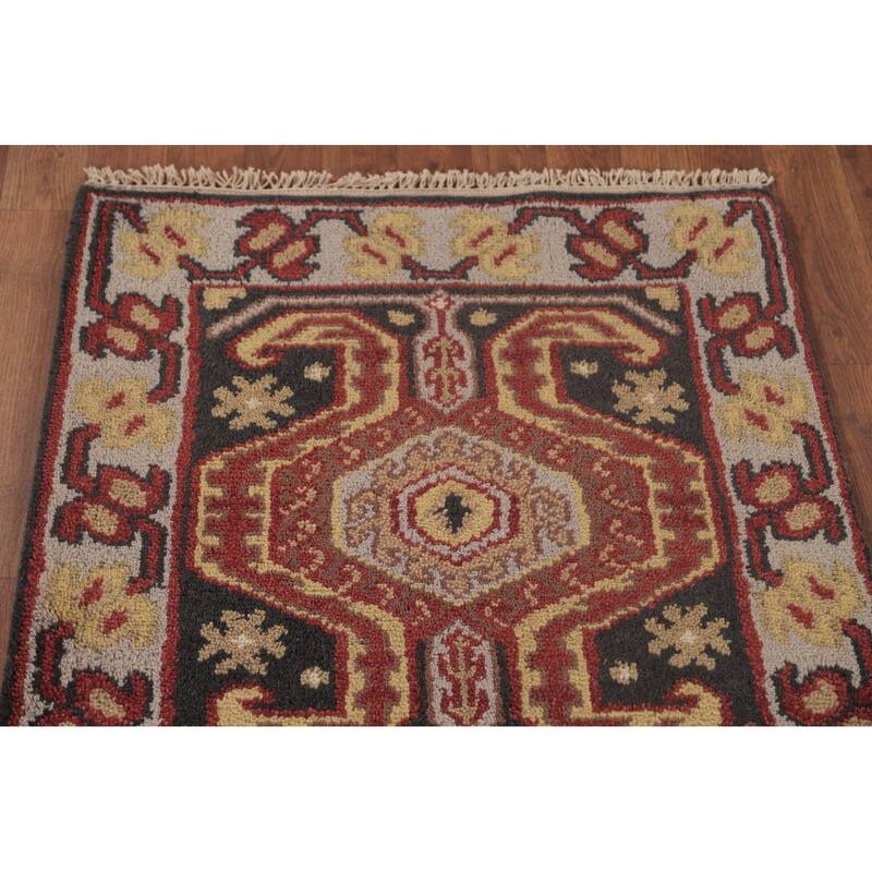 Kazak Runner Rug Handmade Oriental Grey Wool Carpet - 2'5"x 9'10"