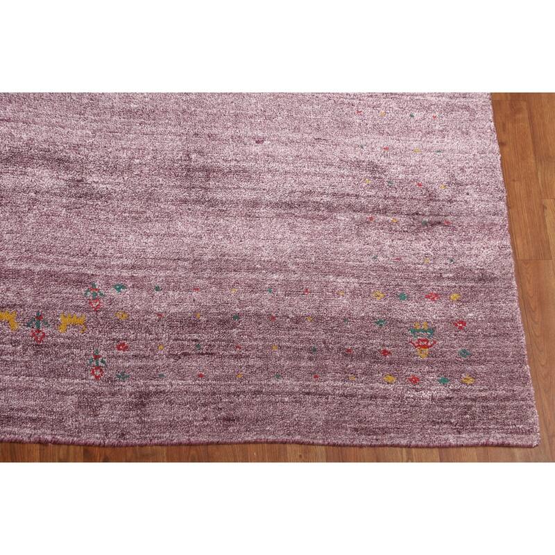 Purple Light Gabbeh Indian Square Area Rug Silk Carpet - 10'0" X 9'8"
