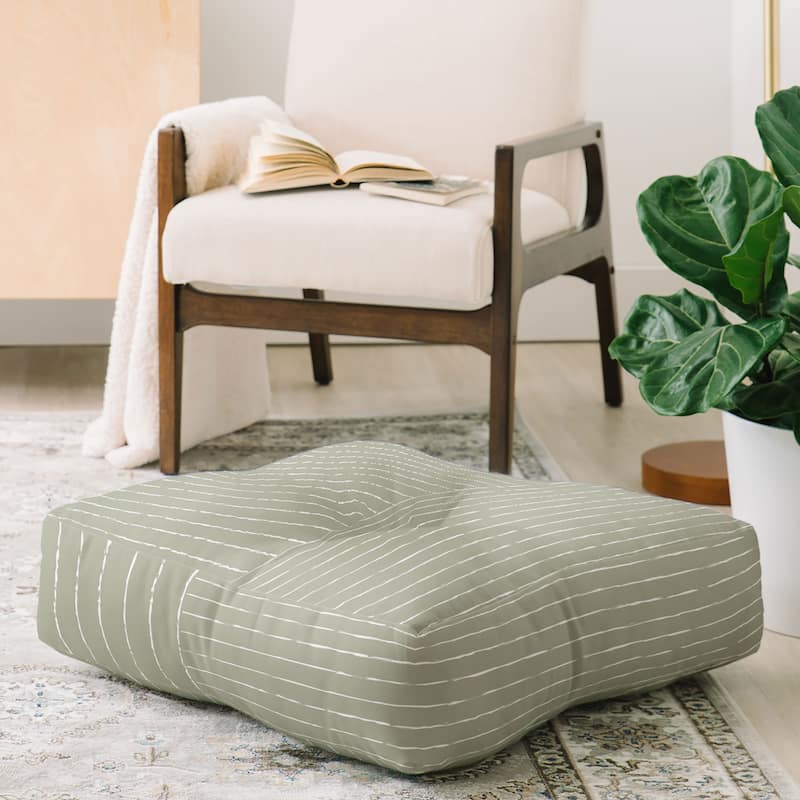 Summer Sun Home Art Lines III Linen Sage Floor Pillow Square - 26 x 26