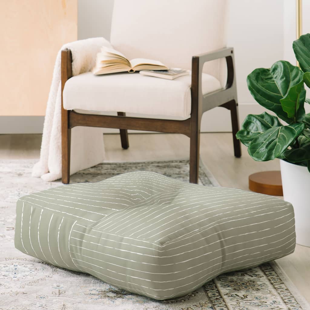 Summer Sun Home Art Lines III Linen Sage Floor Pillow Square
