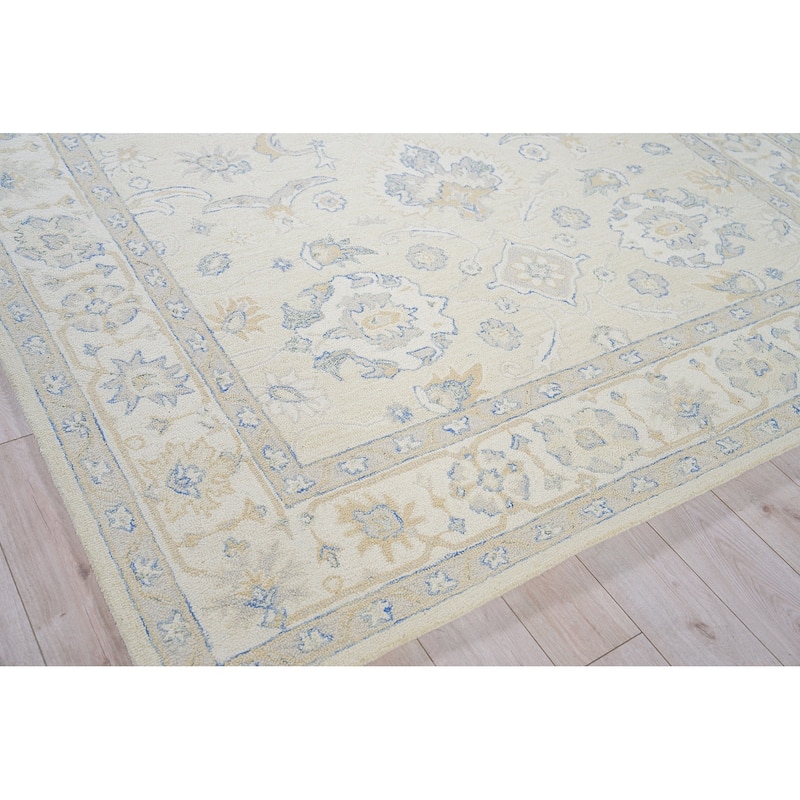 Exquisite Rugs Marietta Oushak Handmade Hand-tufted New Zealand Wool on Canvas Ivory/Ivory Area Rug