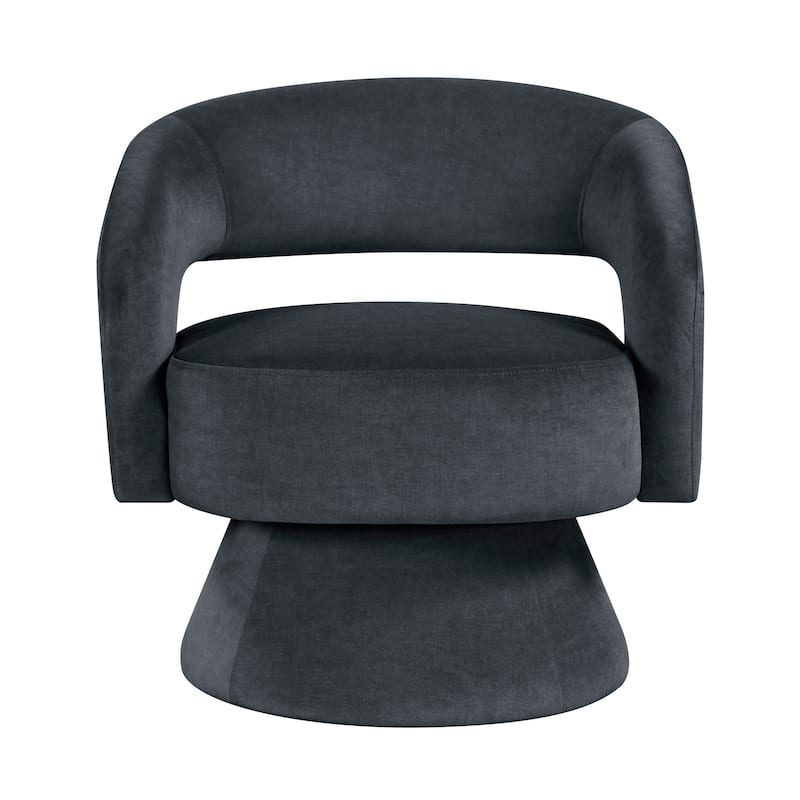 Arden 27" Velvet Swivel Chair - 360-Degree Metal Swivel Base