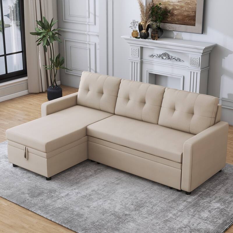 Modern L-Shape Convertible Sleeper Sectional Sofa