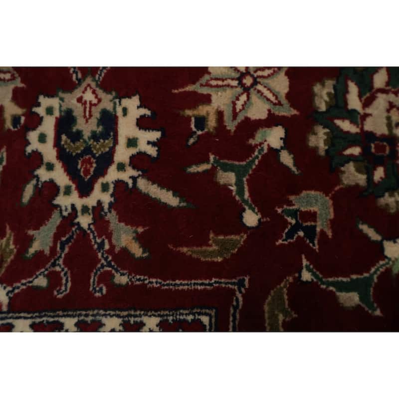 Hand Knotted Oriental 100% Wool Carpet Traditional All-Over Beige & Ivories Kashan Area Rug - 9' 10'' X 7' 11''