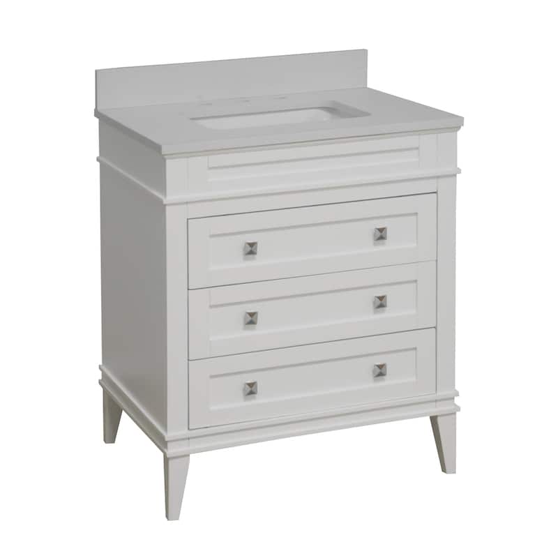 KitchenBathCollection Eleanor 30" Bathroom Vanity with Quartz Top