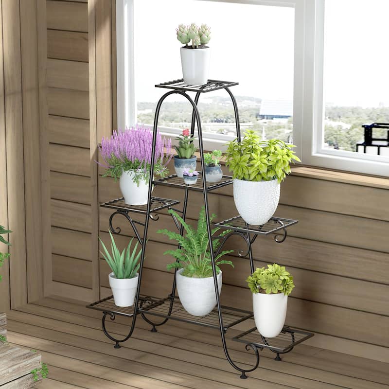 7-Tier Large Metal Plant Stand: Multilayer Flower Planter Pot Storage Shelving