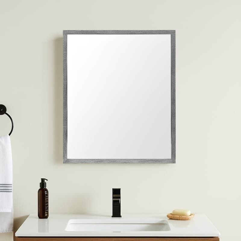 HomeRoots 32" Gray Framed Bathroom Vanity Mirror - 25.50 in. x 31.50 in. x 1.75 in. - 25.50 in. x 31.50 in.  x 1.75 in.