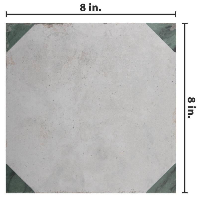 Merola Tile Renaissance Deco Emerald Corner 7-7/8" x 7-7/8" Porcelain Floor and Wall Tile