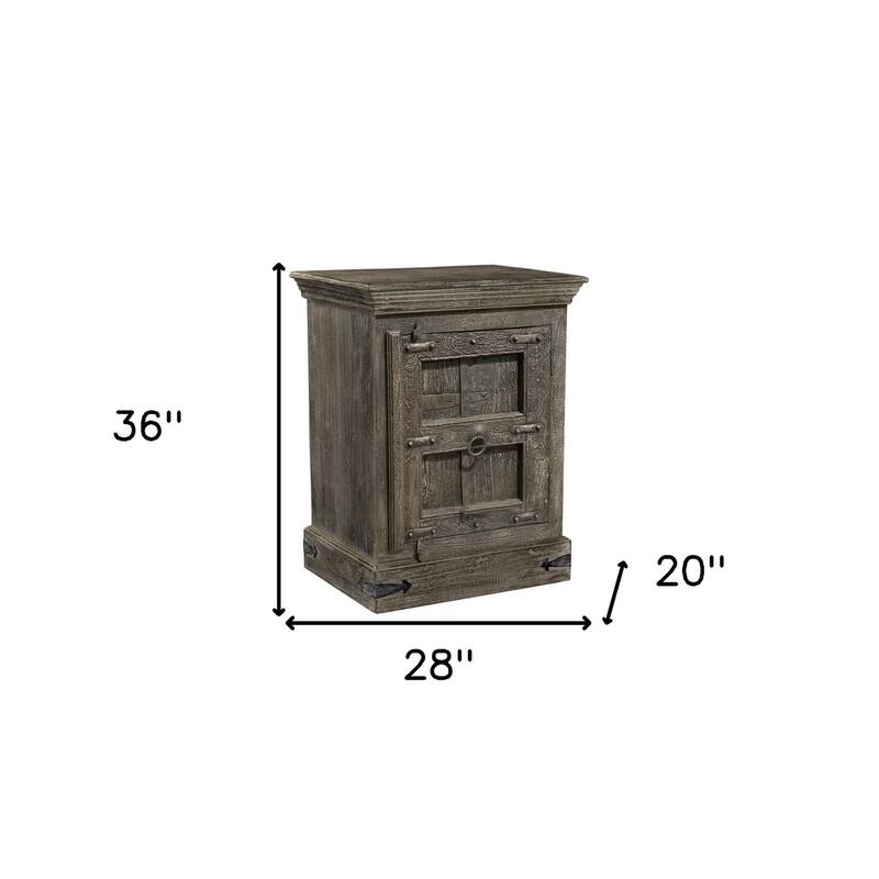 HomeRoots 36" Brown Solid Wood Distressed Nightstand