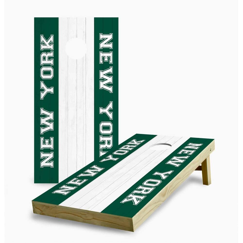 New York Jets Striped Cornhole Game (Choose Wraps or Boards)