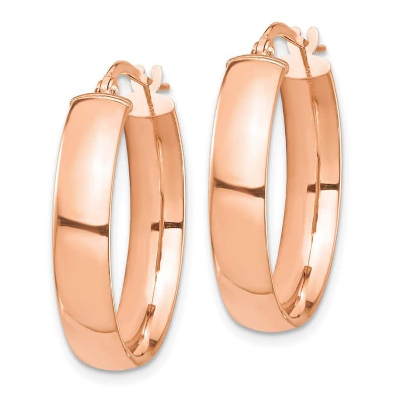Curata 14k Rose Gold High Polished 5mm Hoop Earrings