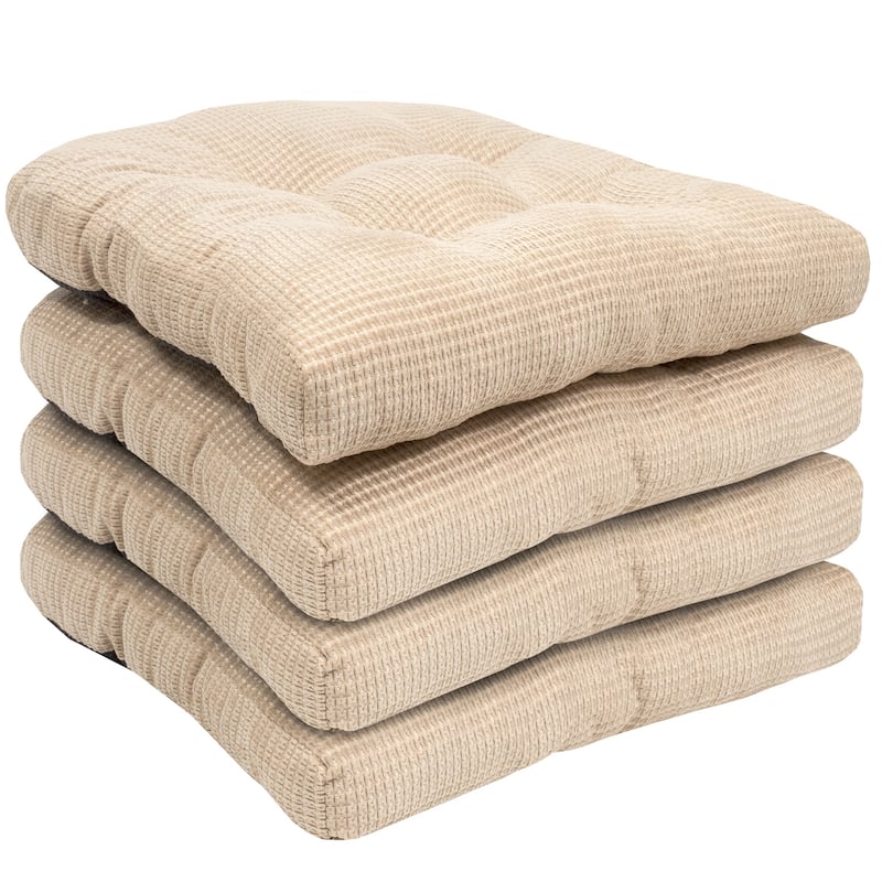 Sweet Home Collection Fluffy Memory Foam Tufted Chair Cushion Non Slip Microdot Rubber Back
