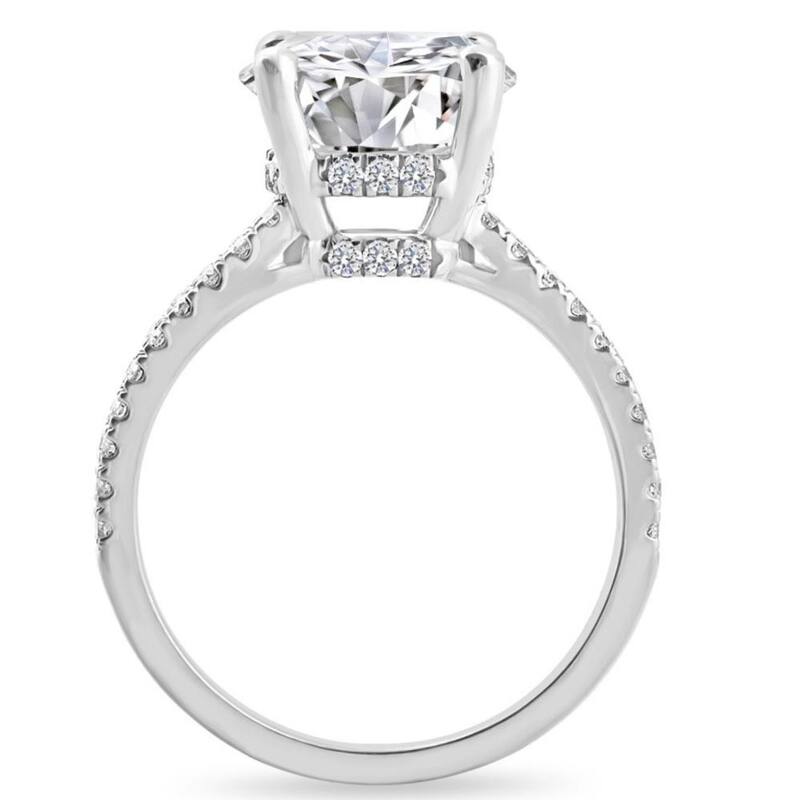 Certified 4 1/2Ct Diamond Engagement Ring Multi-Row Pave Diamonds Gold Lab Grown