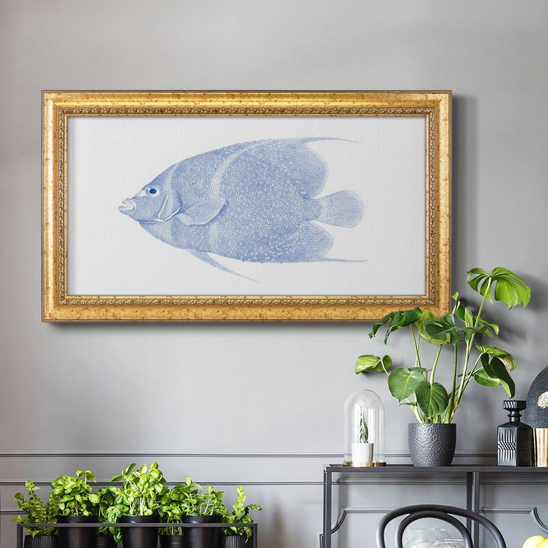 Blue & White Tropical Fish V Premium Framed Canvas- Ready to Hang
