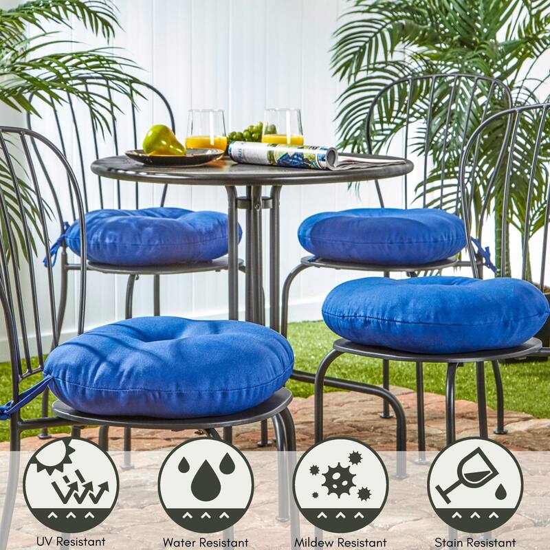 15-inch Round Outdoor Marine Blue Bistro Chair Cushions (Set of 2)
