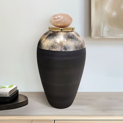 Sagebrook Home Glass Jar With Metal & Resin Details