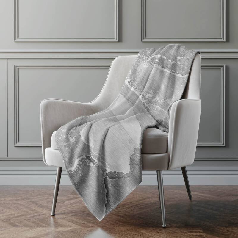 Premium Machine Washable Abstract Contemporary Sherpa Throw Blanket - Gray - 4'2" x 5'10"
