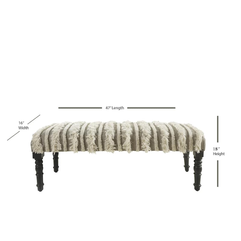 Sevita Cream Tufted Indoor Bench 16"W x 47"L x 18"H - 3'11" x 1'4"