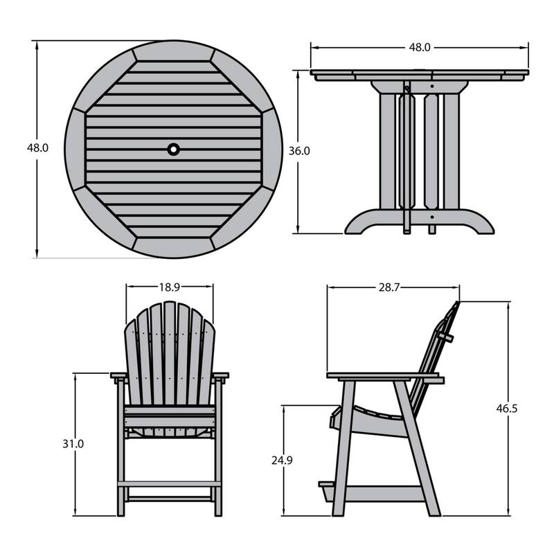 Highwood Commercial Grade 5-Piece Muskoka Adirondack 48" Counter Height Dining Set