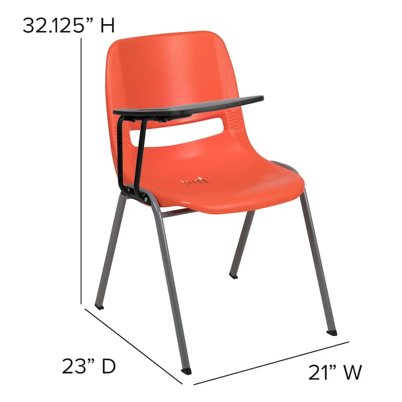 5 Pack Ergonomic Shell Chair with Right Handed Flip-Up Tablet Arm