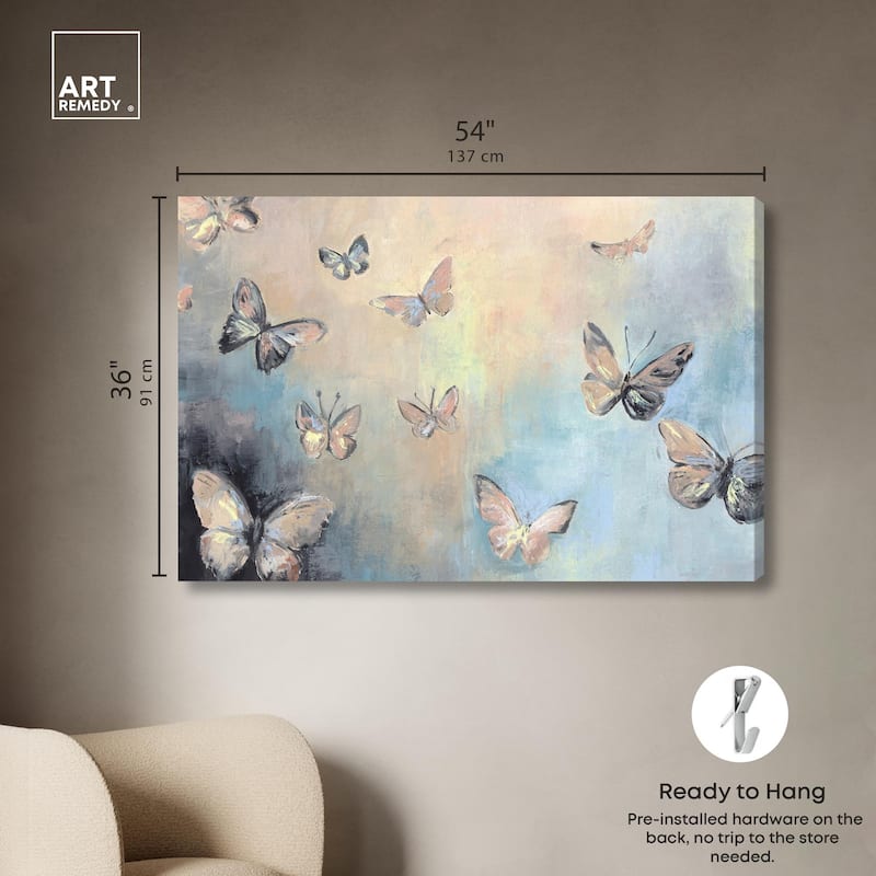 Textured Butterflies I Canvas by Art Remedy, Gallery Wrapped