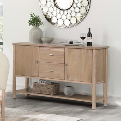 Furniture of America Neme Natural Wood 2-Drawer Dining Server with Open Shelf