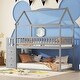 preview thumbnail 17 of 21, Charming Twin over Twin House Bunk Bed with Roof, Shelves, and Drawers, Sturdy Pine Wood Construction, Space-Saving for Kids