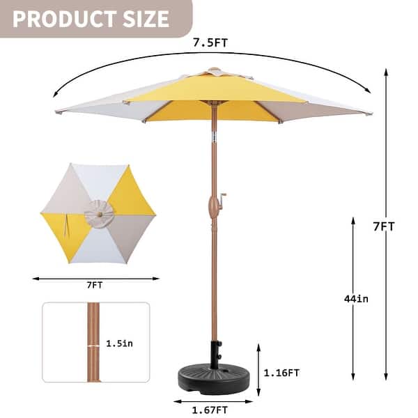 dimension image slide 4 of 16, Autlaycil 7.5FT Solar Patio Umbrella with Base and Tilt,Crank