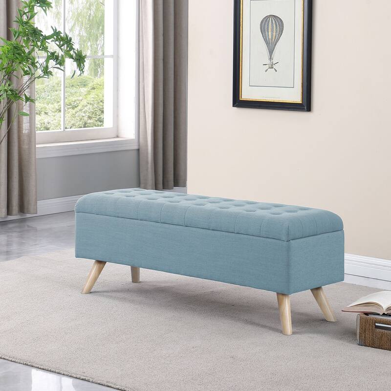 HomePop Modern Storage Bench - French Blue Woven