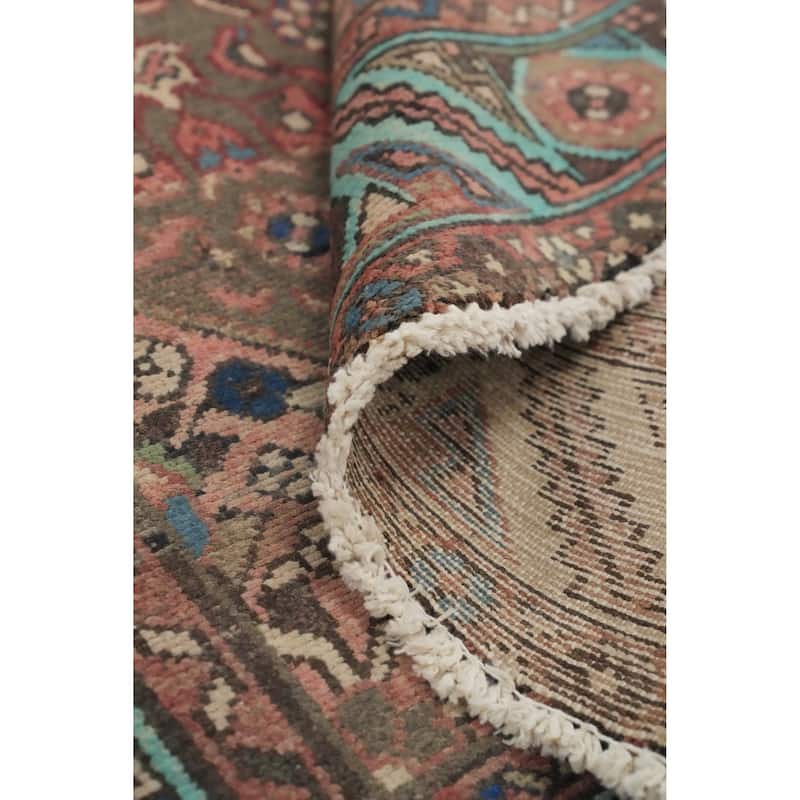 Hand Knotted Oriental 100% Wool Carpet Traditional Geometric Greys & Charcoal Hamedan Runner Rug - 10' 1'' X 3' 5''