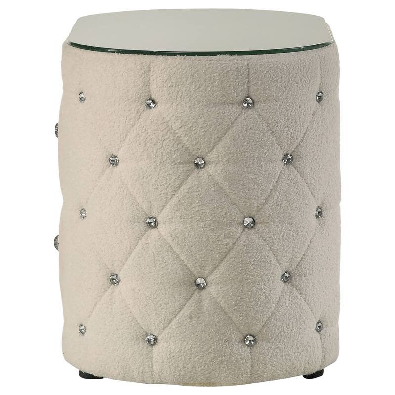 Santiago Ivory 2-drawer Upholstered Nightstand Bedside Table