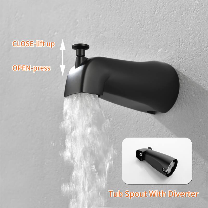 Wall Mount Dual Head Shower Faucet with Tub Spout Brass Complete Shower System with Hand Shower Valve Included